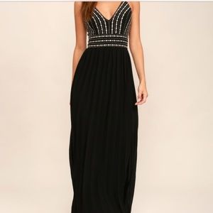 GLAMOROUS GALA BLACK EMBROIDERED MAXI DRESS